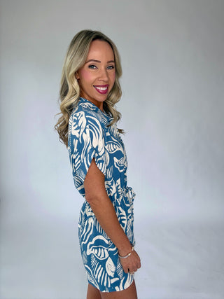Sunset In Santorini Romper - Blue/Ivory