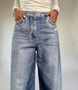 Life On The Edge Sweatpant Jeans - Denim Blue