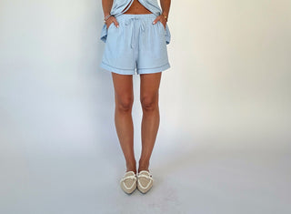 Lunch On The Terrace Shorts - Sky Blue
