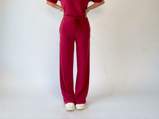 Laguna Lounge Wide Leg Pant - Garnet Red