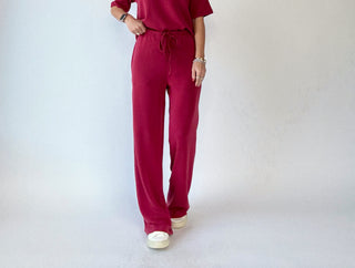 Laguna Lounge Wide Leg Pant - Garnet Red