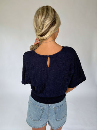 The Right Balance Knit Top - Navy