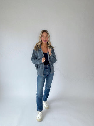 Cool Nights Zip Up Hoodie - Washed Navy