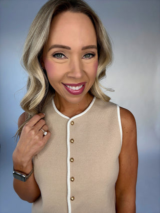 The Belmont Knit Top - Beige/White