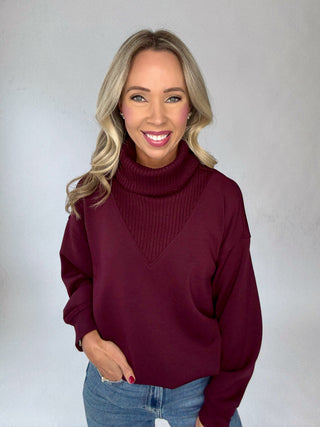 Turtle Neck Pullover - Dark Cherry