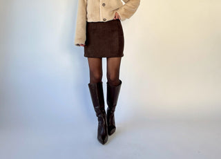 Woven In Autumn Mini Skirt - Chocolate