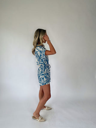 Sunset In Santorini Romper - Blue/Ivory
