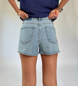 Troublemaker High Rise Denim Shorts - Vintage Wash