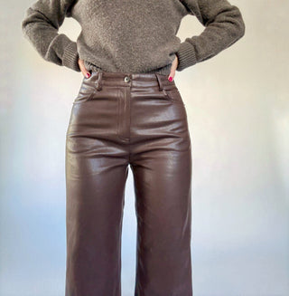 Adler Faux Leather Pants - Brown