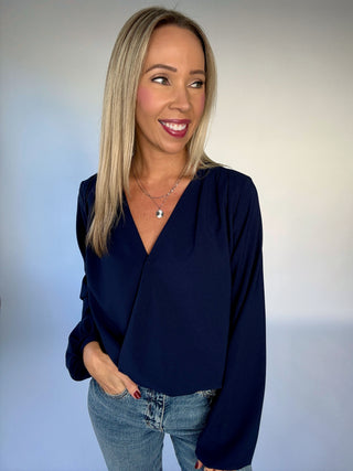 Polished Perspective Top - Navy