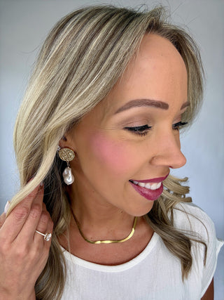 Pearl & Textured Disc Earrings