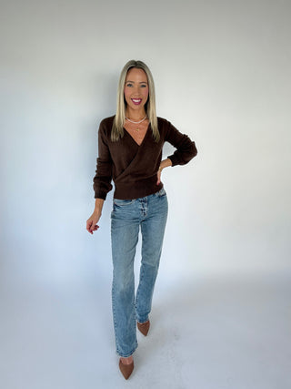 Wrapped Up In You Sweater - Dark Brown