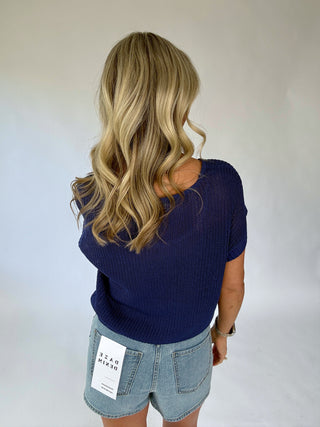 Soaking Up The Sunshine Knit Top - Navy