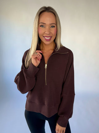 VARLEY Milano Half-Zip Sweat - Coffee Bean