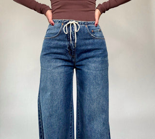 Madison Mid Rise Wide Leg Jeans - Vintage Blue