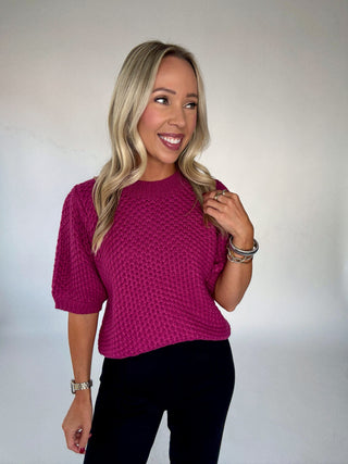 Berry Bliss Open Knit Sweater