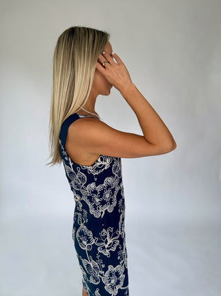 Floral Fantasy Mini Dress - Navy