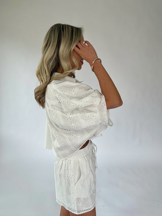 I Have My Eye On You Eyelet Top - Off White