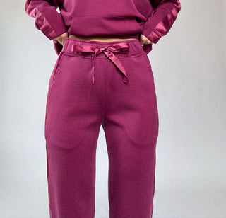 Satin Serenity Pants - Wine Berry