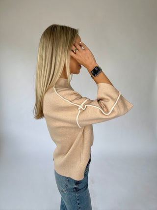 Goes Without Saying Mock Neck Top - Sand