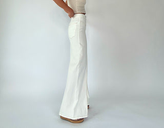 Keep It In Line Wide Leg Jeans - Cream