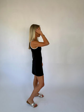 Game, Set, Match Active Mini Dress - Black & White
