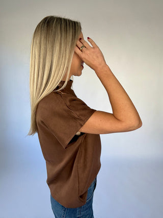 Thinking of You Faux Suede Top - Brown