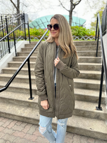 Day In The City Quilted Jacket - Olive