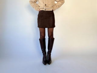 Woven In Autumn Mini Skirt - Chocolate