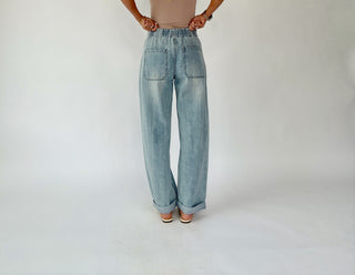 Villa Drawstring Barrel Leg Jeans