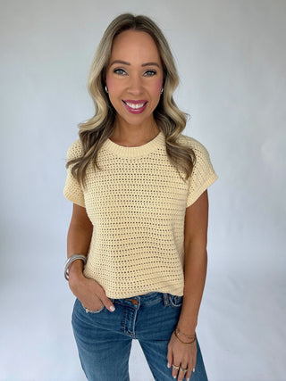 Couldn't Be Happier Knit Top - Light Yellow