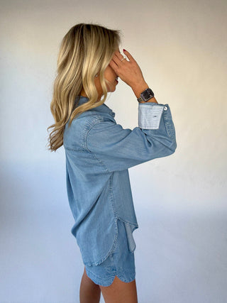 Softly Structured Tencel Top - Chambray Blue