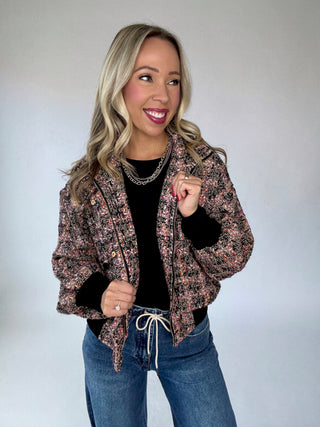 Twist of Fate Tweed Bomber Jacket