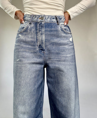 Life On The Edge Sweatpant Jeans - Denim Blue