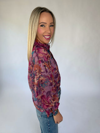 Love Me Softly Floral Top - Dusty Mauve Multi