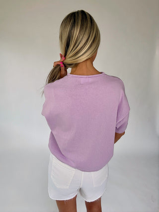 Simple And Sweet Short Sleeve Cardigan - Lavender