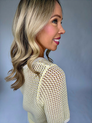 SANCTUARY Lemon Drop Open Knit Sweater Tee