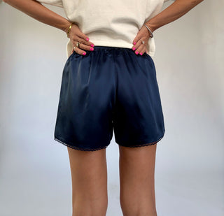 Delicate Details Satin Shorts - Midnight