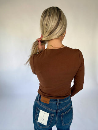 Second Skin Cotton Core Long Sleeve Top - Mahogany