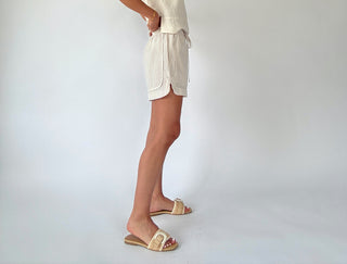 Met Your Match Striped Shorts - Natural Stripe