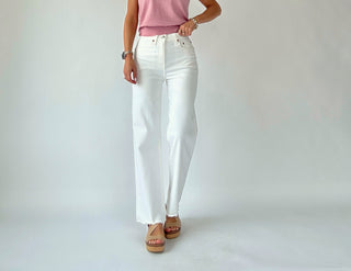 Pleaser High Rise Wide Ankle Jean - White
