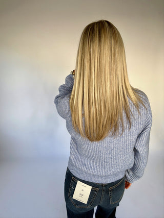 Fall Into Place Pullover Sweater - Dusty Blue