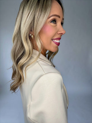 She Means Business Blazer - Ecru