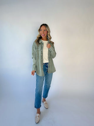 Sunday Style Shacket - Sage