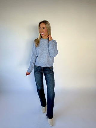 Fall Into Place Pullover Sweater - Dusty Blue