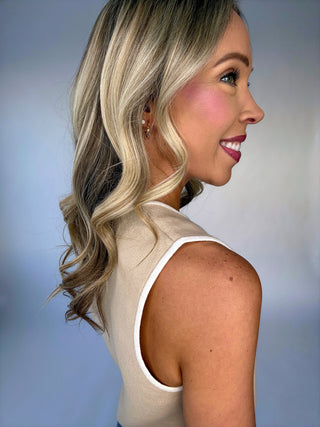 The Belmont Knit Top - Beige/White