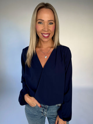 Polished Perspective Top - Navy