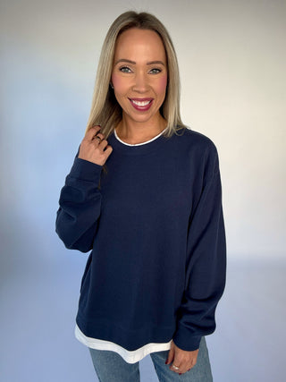 Classic Choice Layered Pullover - Navy Blue