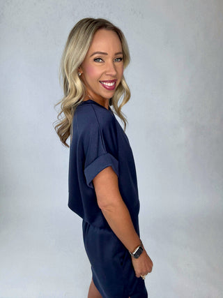 Cool & Collected Top - Navy Blue