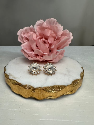 Crown Jewel Stud Earrings - Gold